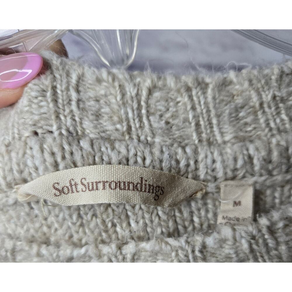 Soft Surroundings cream Oatmeal cable knit pullover crew sweater Medium. - Picture 7 of 7